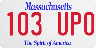 MA license plate 103UP0