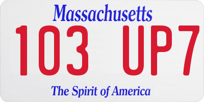 MA license plate 103UP7