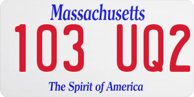 MA license plate 103UQ2