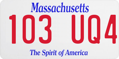 MA license plate 103UQ4