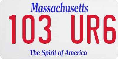MA license plate 103UR6
