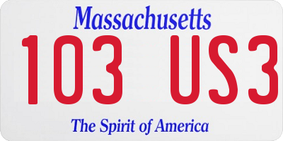 MA license plate 103US3