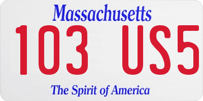 MA license plate 103US5