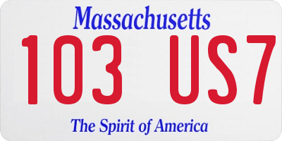MA license plate 103US7