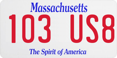 MA license plate 103US8