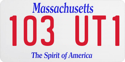 MA license plate 103UT1