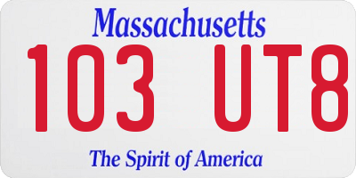 MA license plate 103UT8