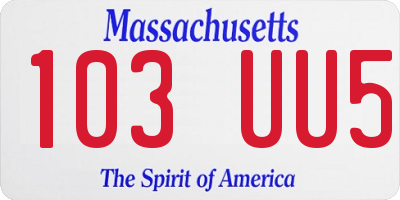 MA license plate 103UU5