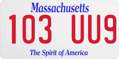 MA license plate 103UU9