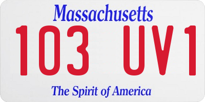 MA license plate 103UV1