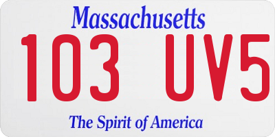 MA license plate 103UV5