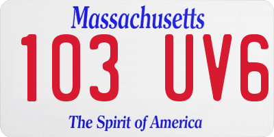 MA license plate 103UV6
