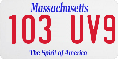 MA license plate 103UV9