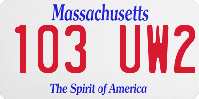 MA license plate 103UW2