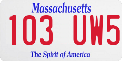 MA license plate 103UW5