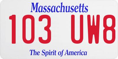 MA license plate 103UW8