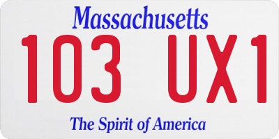 MA license plate 103UX1