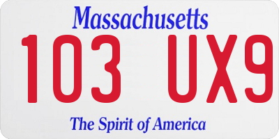 MA license plate 103UX9