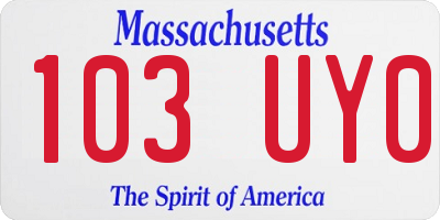 MA license plate 103UY0