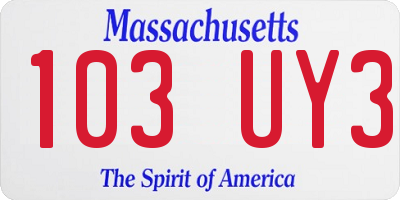 MA license plate 103UY3