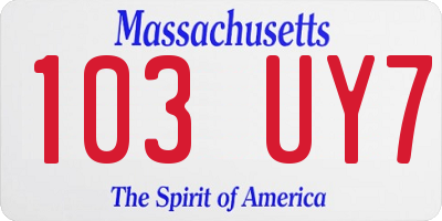 MA license plate 103UY7