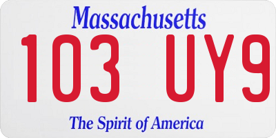MA license plate 103UY9