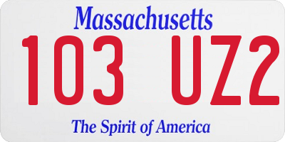 MA license plate 103UZ2