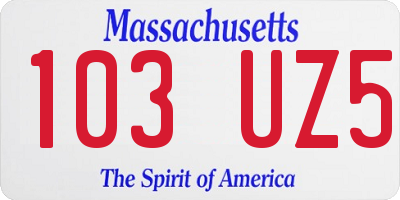 MA license plate 103UZ5