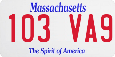 MA license plate 103VA9