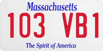 MA license plate 103VB1