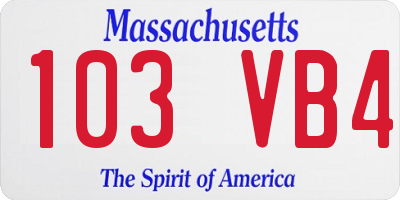 MA license plate 103VB4