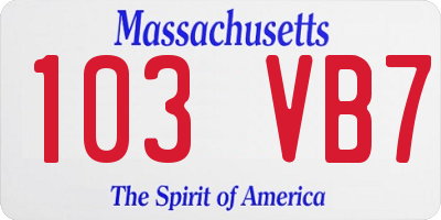 MA license plate 103VB7