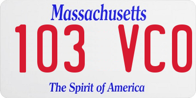 MA license plate 103VC0