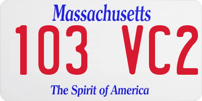 MA license plate 103VC2