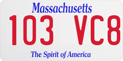 MA license plate 103VC8