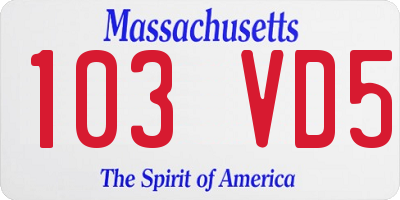 MA license plate 103VD5