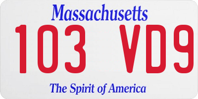 MA license plate 103VD9