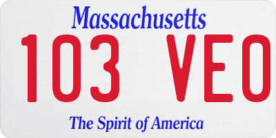 MA license plate 103VE0