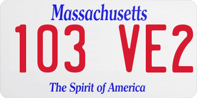MA license plate 103VE2