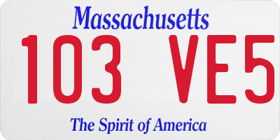 MA license plate 103VE5