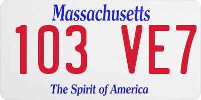 MA license plate 103VE7