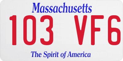 MA license plate 103VF6