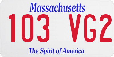 MA license plate 103VG2