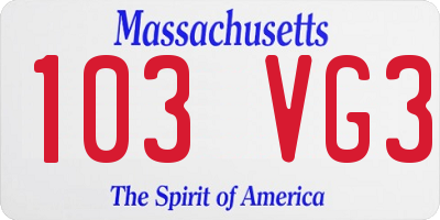 MA license plate 103VG3