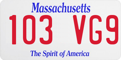 MA license plate 103VG9