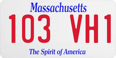 MA license plate 103VH1