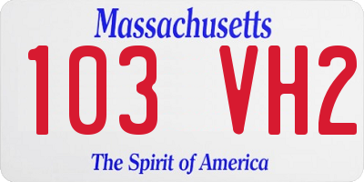 MA license plate 103VH2