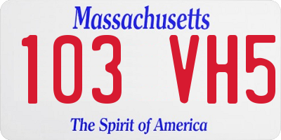 MA license plate 103VH5