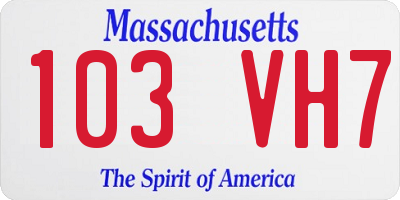 MA license plate 103VH7