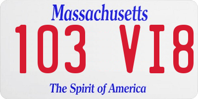 MA license plate 103VI8